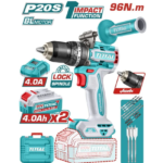 شنيور بطاريه 20 فولت 2 بطاريه و شاحن -TIDLI209686